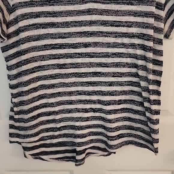 A.N.A Dark Blue/Winter White Striped Top, 1X - Picture 2 of 7